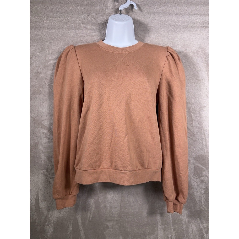 Cami NYC Sweatshirt Womens Medium Brown Puff Sleeve Crewneck Pullover Top